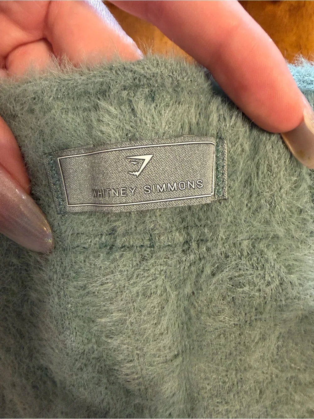 Gymshark x Whitney Simmons Fuzzy Eyelash Matching Set Sage Green